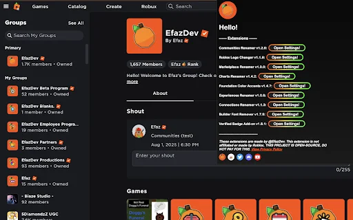Download Efaz’s Roblox Extension Terbaru – Kustomisasi Gratis - Screenshot 3