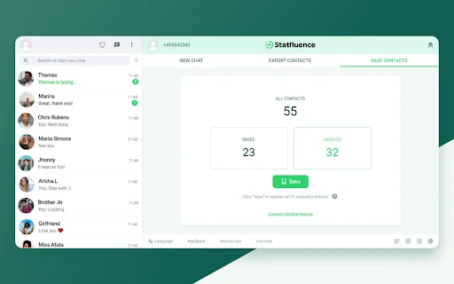 Statfluence: Ekspor Kontak WhatsApp dengan Mudah & Cepat - Screenshot 3