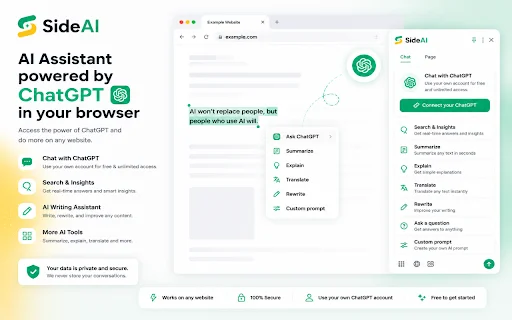 SideAI: Sidebar ChatGPT Gratis – Akses AI Cepat di Browser - Screenshot 1