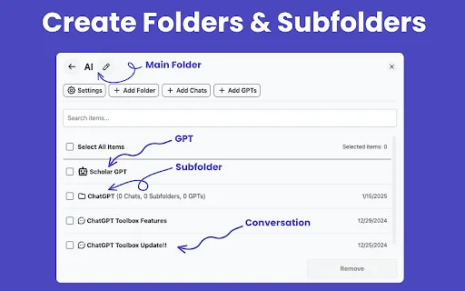 AI Toolbox: Kelola Chat AI dengan Folder & Pencarian Canggih - Screenshot 2