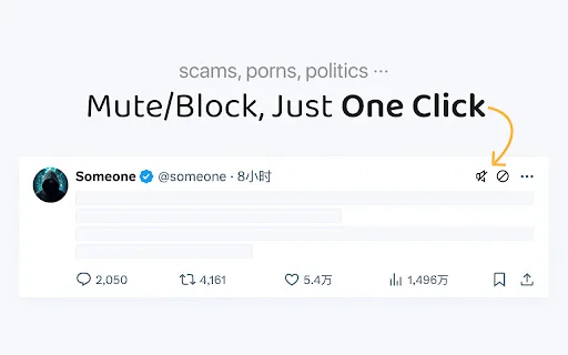 Twitter One Click Mute / Block – Kelola Linimasa X Anda Instan - Screenshot 1