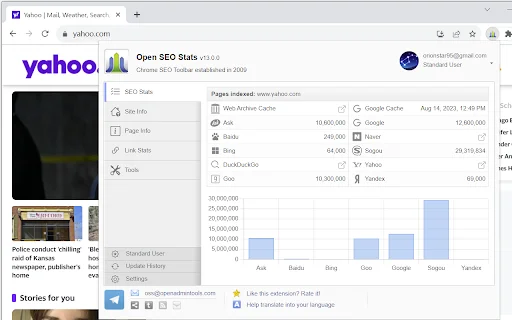 Open SEO Stats: Cek Peringkat & Analisis SEO Website Gratis - Screenshot 1