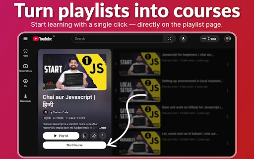 TrackMyCourse: Ubah YouTube Playlist Jadi Kursus Terstruktur - Screenshot 1