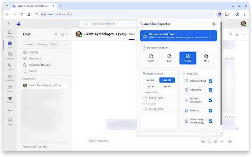 Teams Chat Exporter – Simpan Riwayat Chat Microsoft Teams - Screenshot 1