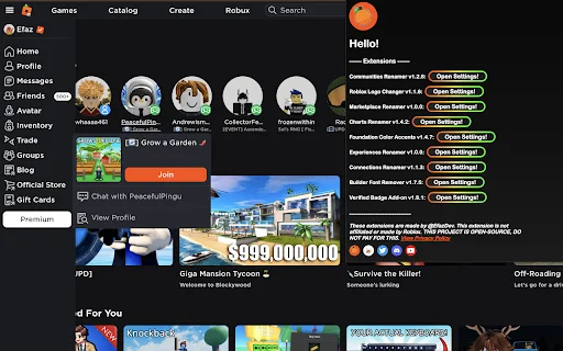 Download Efaz’s Roblox Extension Terbaru – Kustomisasi Gratis - Screenshot 1