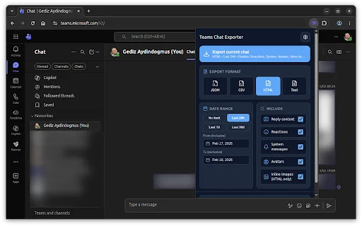 Teams Chat Exporter – Simpan Riwayat Chat Microsoft Teams - Screenshot 2