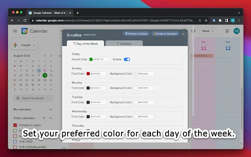 G-calize: Kustomisasi Warna Google Calendar Jadi Lebih Mudah - Screenshot 4