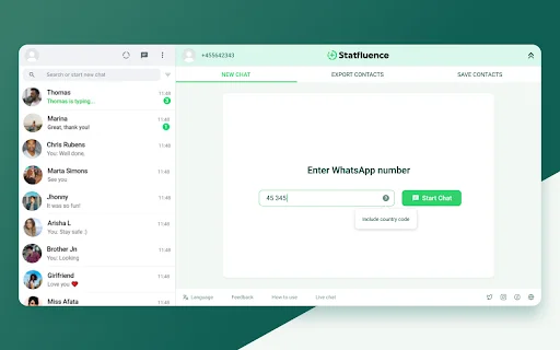 Statfluence: Ekspor Kontak WhatsApp dengan Mudah & Cepat - Screenshot 1