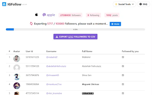 Download IGFollow Terbaru – Ekspor Followers IG ke CSV Gratis - Screenshot 1