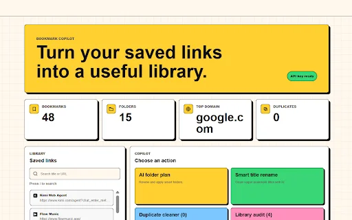 AI Bookmark Copilot: Rapikan Bookmark Browser Anda dengan AI - Screenshot 1