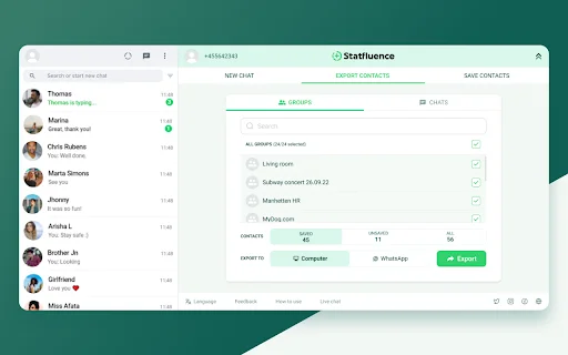 Statfluence: Ekspor Kontak WhatsApp dengan Mudah & Cepat - Screenshot 2